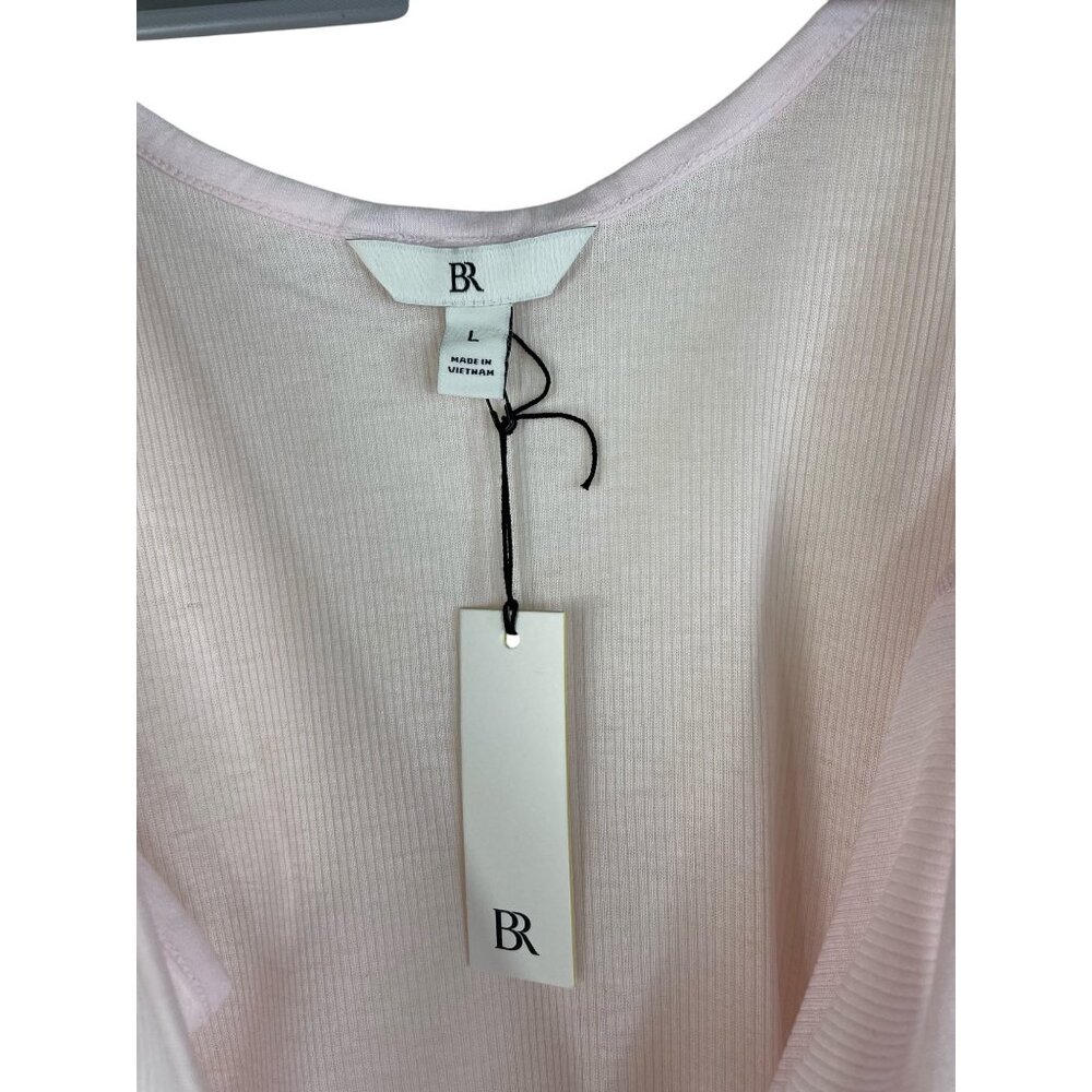 Banana Republic Womens Ribbed Tank Tops L Pink & White Cotton Blend Lightweight - Picture 4 of 8